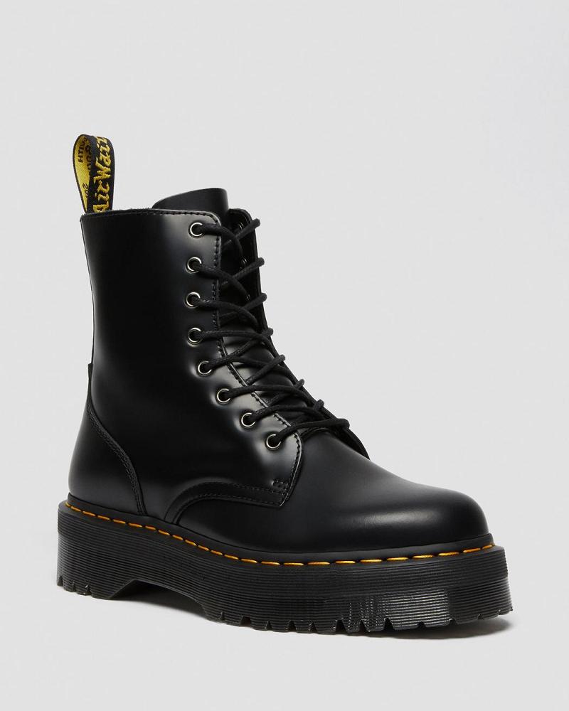 Dr Martens Jadon Smooth Læder Platform Støvler Dame Sort | DK 248NWY